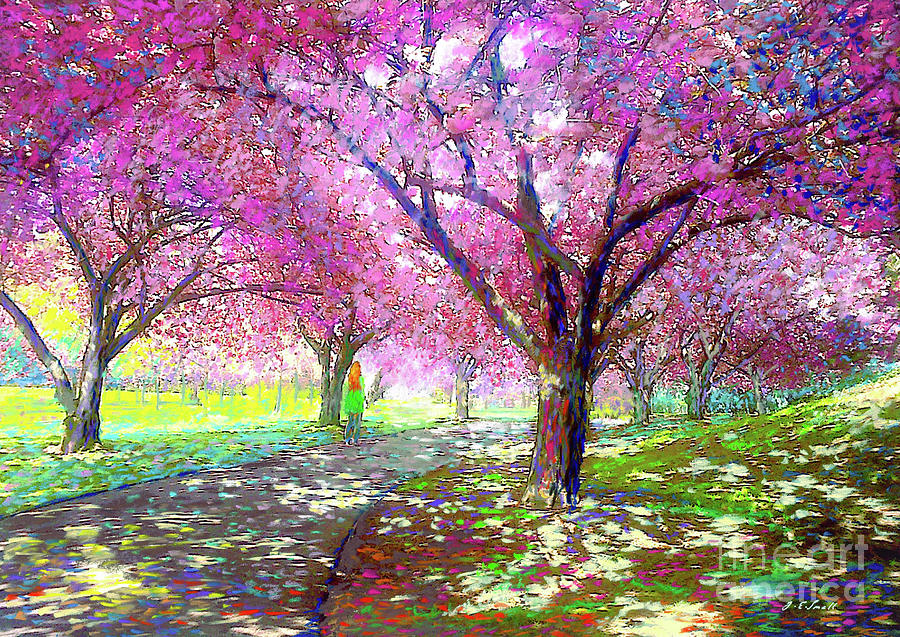 Landscape Painting - Cherry Blossom by Jane Small