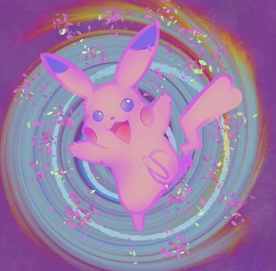 Cherry Blossom Pikachu Digital Art by Skarlaine - Pixels