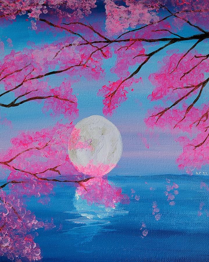 Cherry Blossom Reflection Painting by Alianna Chestnut - Fine Art America