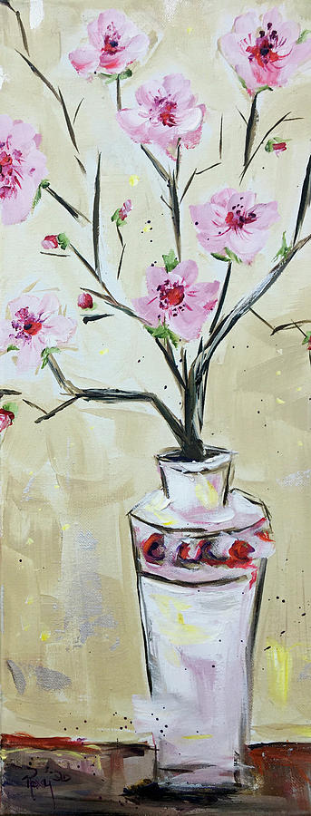 Cherry Blossom Stems Painting by Roxy Rich
