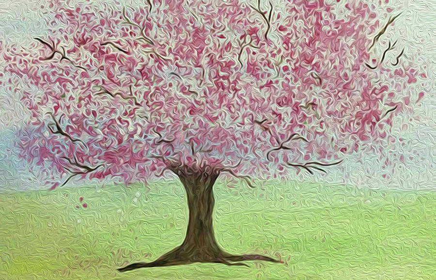Cherry Blossom Tree Mixed Media by Joanna Smith