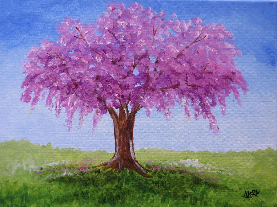 Cherry Blossom Tree Painting by Laura Corebello | Fine Art America