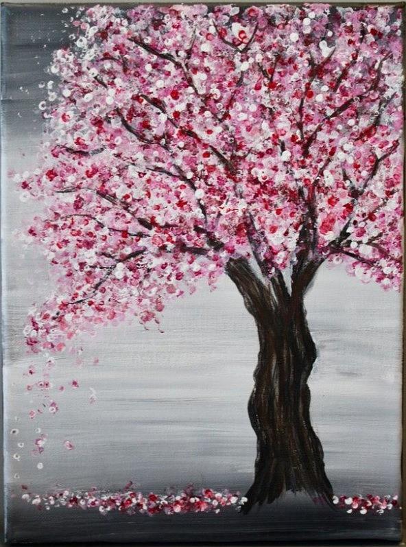 Cherry Blossom Tree Painting By Malaika Tariq - Fine Art America