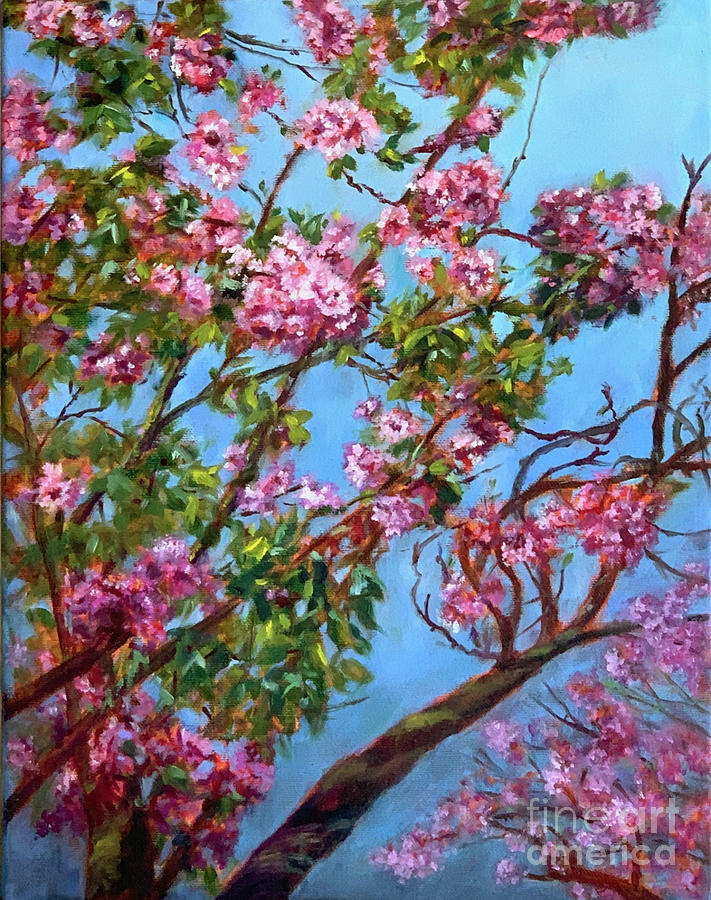 Cherry Blossoms - 3 Painting by Vanajas Fine-Art
