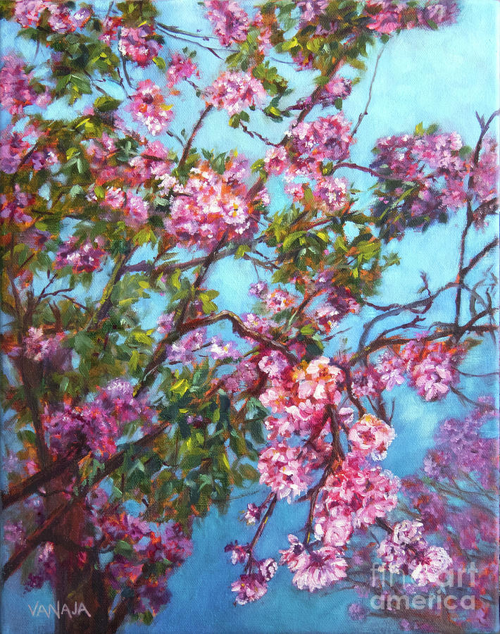 Cherry Blossoms - 4 Painting by Vanajas Fine-Art
