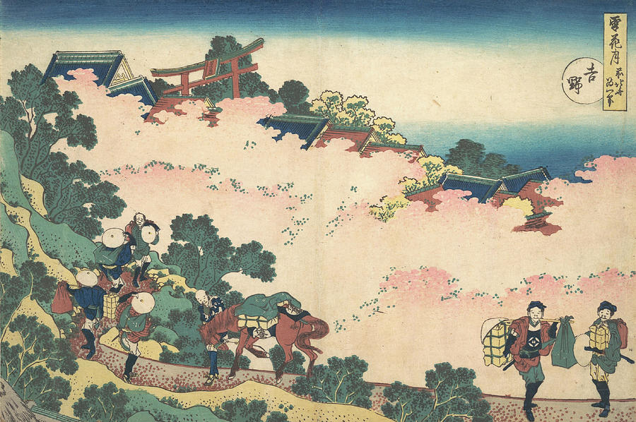 Cherry Blossoms at Yoshino -Yoshino-, from the series Snow, Moon, and Flowers -Setsugekka-. Painting by Katsushika Hokusai -1760-1849-