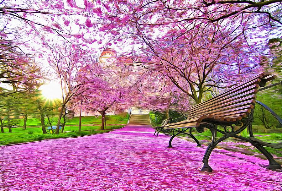 Cherry Blossoms Painting by Harry Warrick