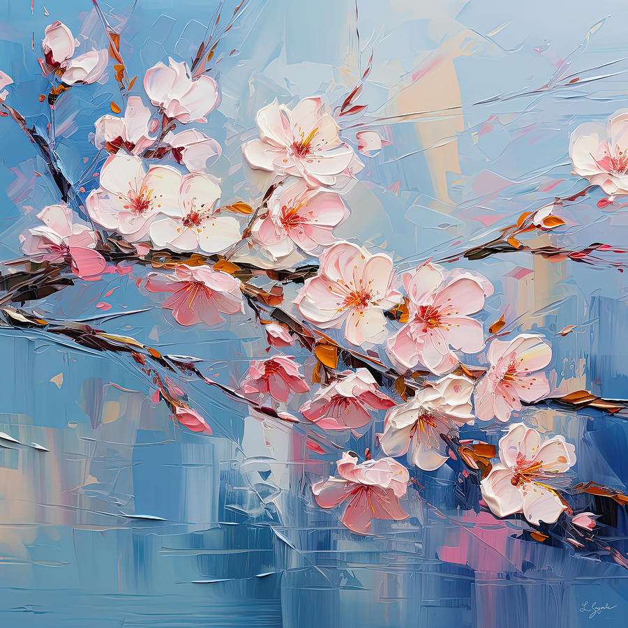 Cherry Blossoms Impressionist Painting by Lourry Legarde