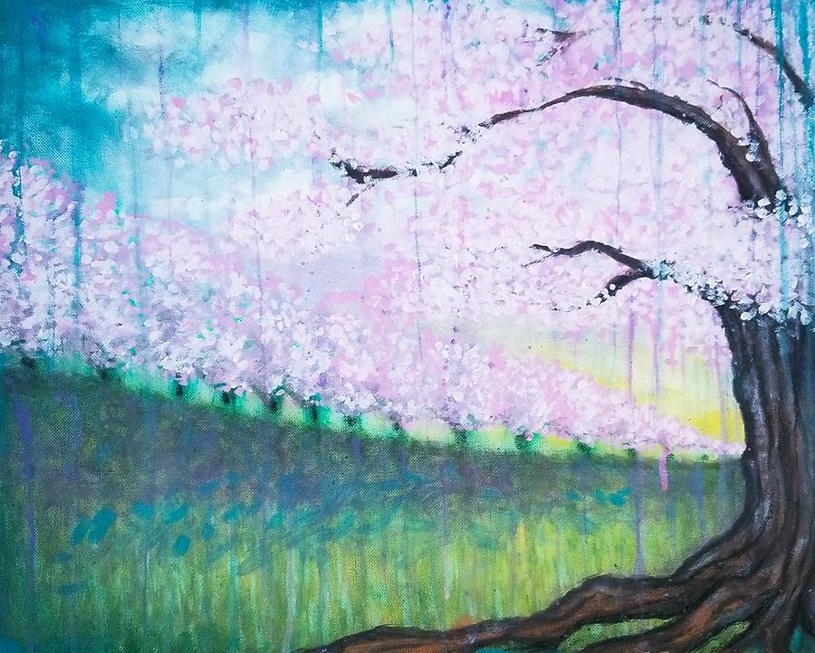 Cherry blossoms Painting by Matt Mercer