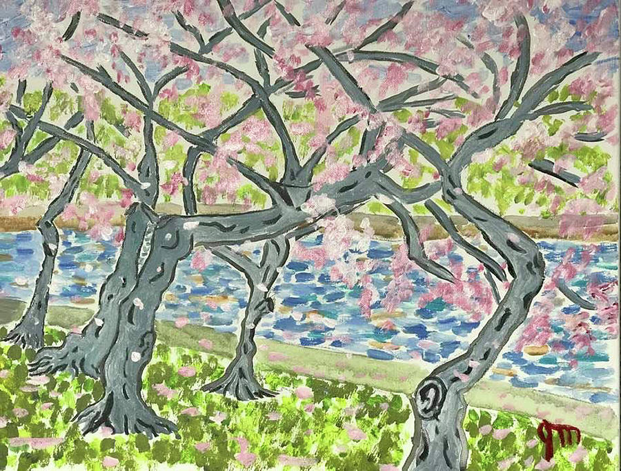 Cherry Blossoms on the Mall #1 Painting by John Macarthur