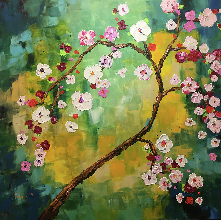 Cherry Blossoms Painting by Roxy Rich