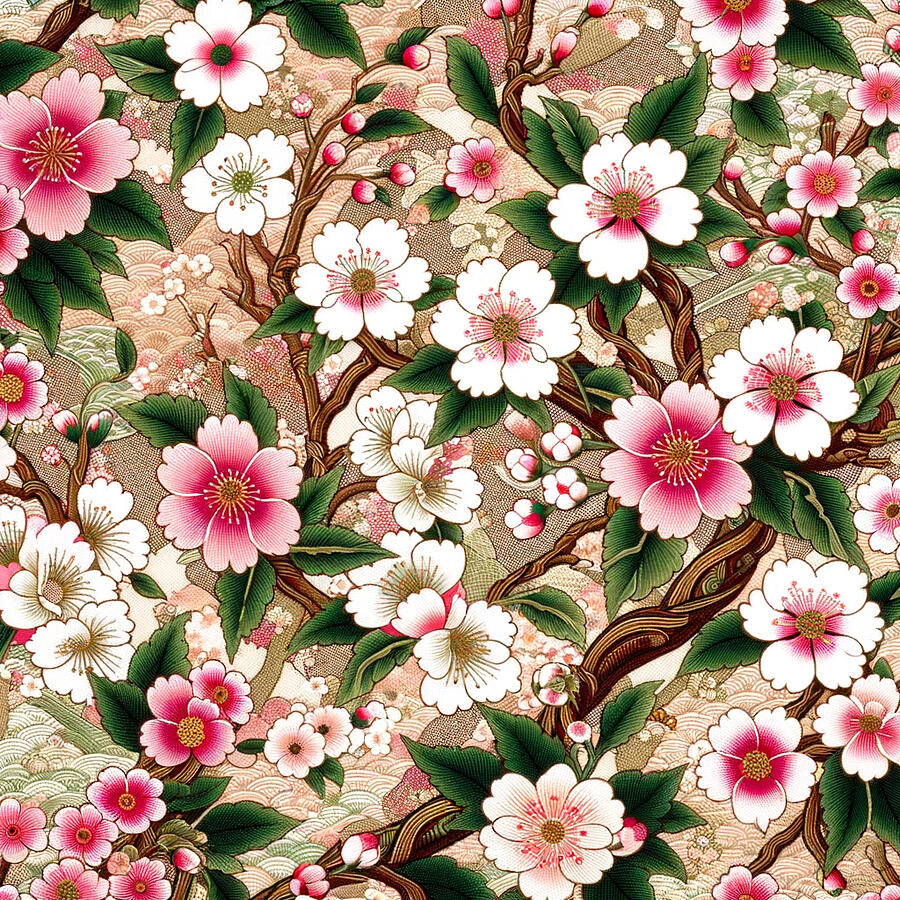 Flower Digital Art - Cherry Blossoms Sakura #79 by Tom Museum