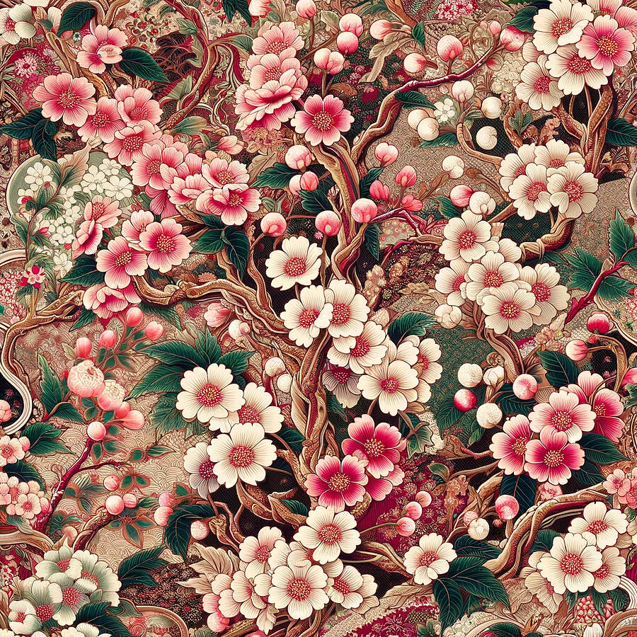 Pattern Digital Art - Cherry Blossoms Sakura #80 by Tom Museum