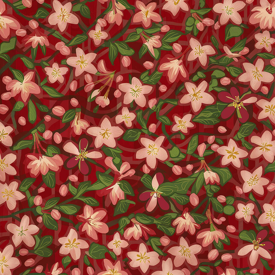 Fabric Digital Art - Cherry Blossoms Sakura #81 by Tom Museum