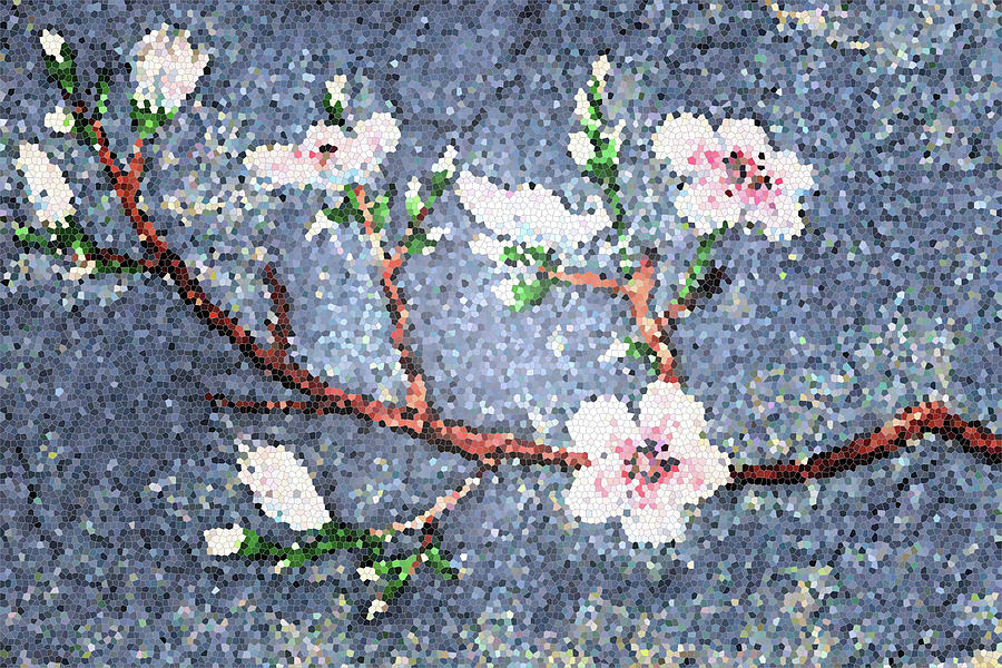 Flower Painting - Cherry Blossoms Spring Mosaic Decor I by Irina Sztukowski