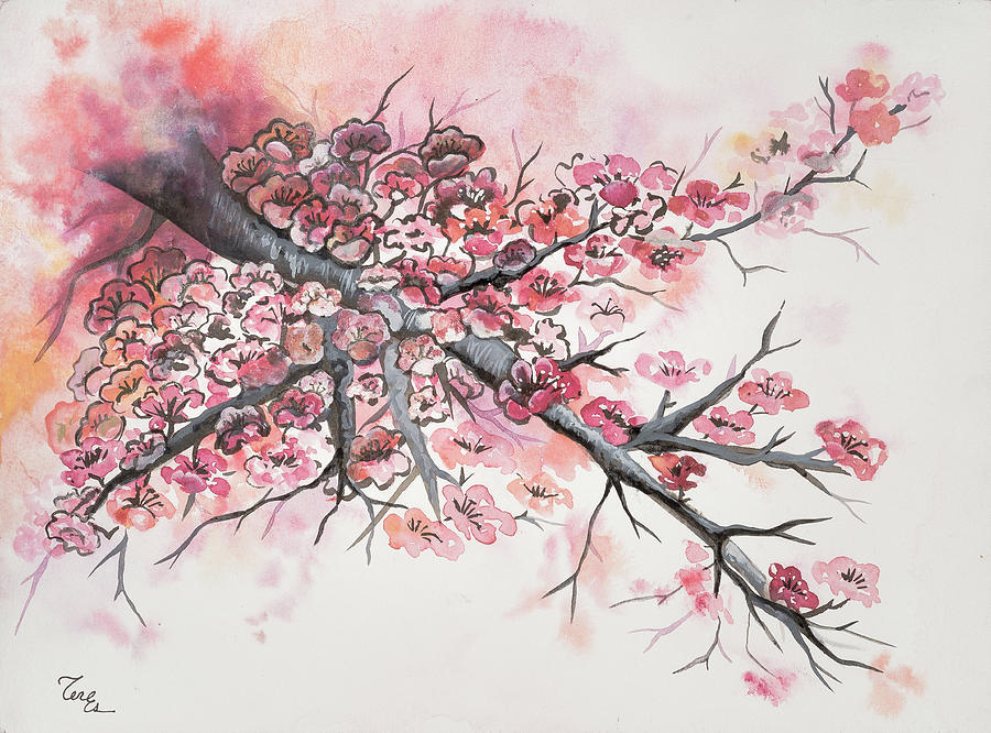 Cherry blossoms Painting by Teresa Espinosa - Fine Art America