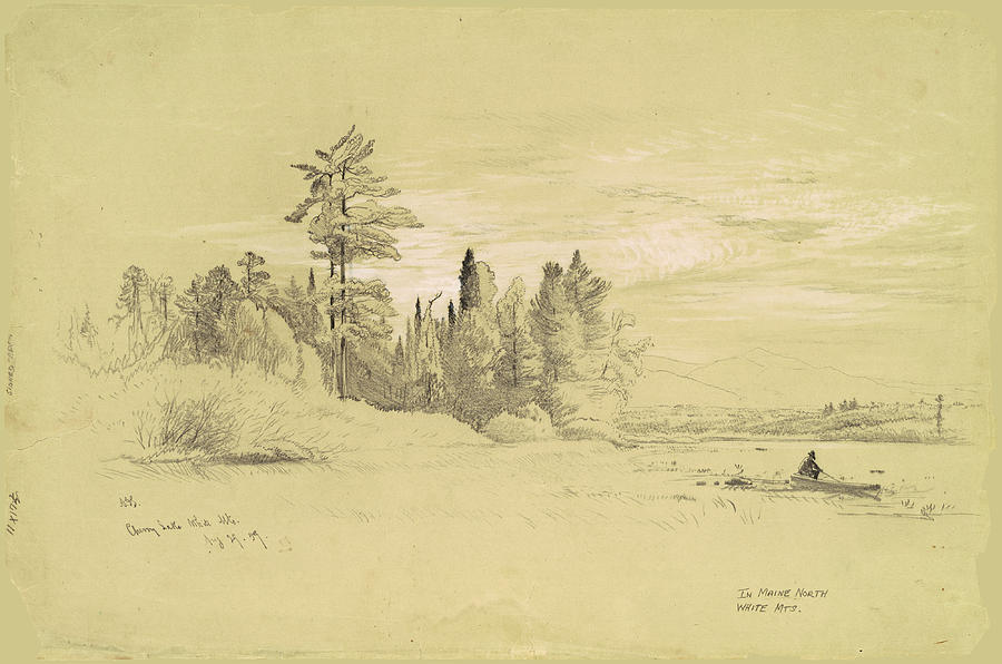 Cherry Lake, White Mountains Drawing by Aaron Draper Shattuck