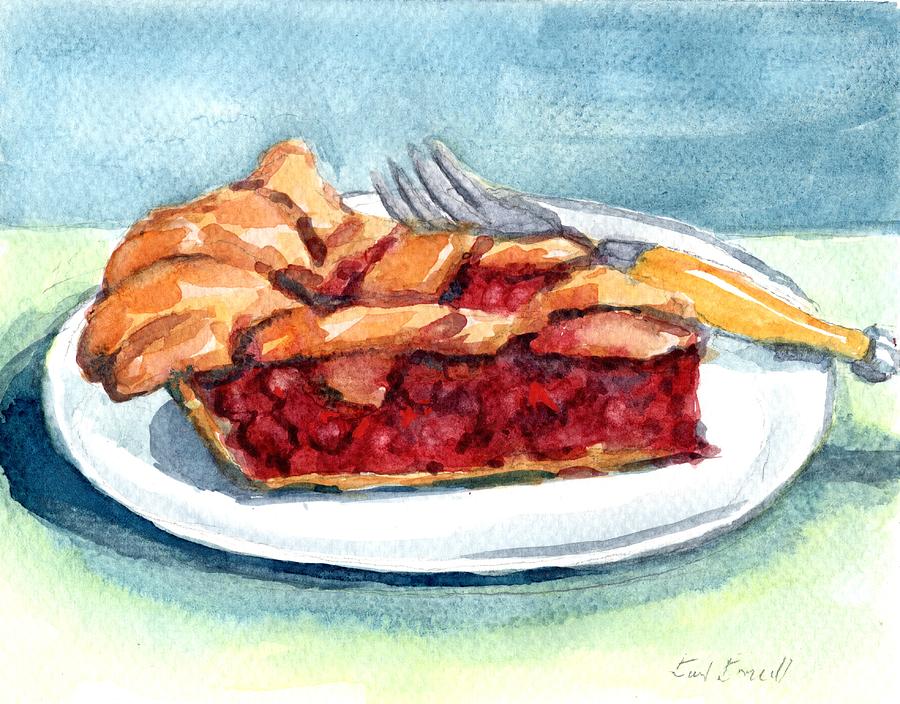 Cherry Pie Slice Painting by David Dorrell