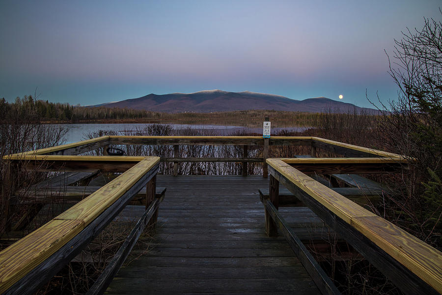 Cherry Pond Moonrise Dock Photograph by White Mountain Images
