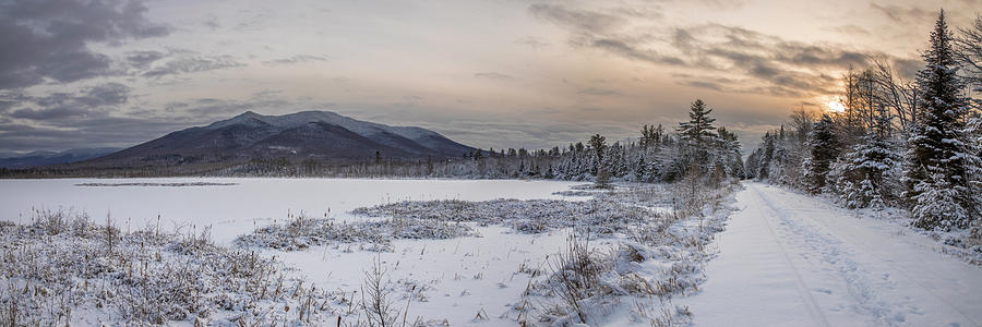 Cherry Pond Winter Sunset Panorama Photograph by White Mountain Images
