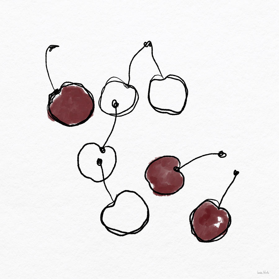 Cherry Sketch- Art by Linda Woods Mixed Media by Linda Woods