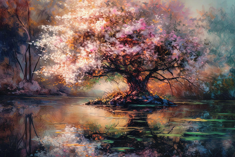 Cherry Tree Digital Art by Chuck Underwood - Fine Art America