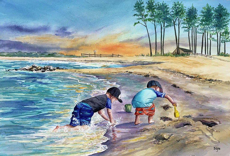 Cherrystone Beach Play Painting by Clara Sue Beym