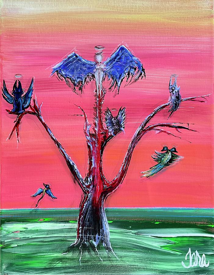 Taras Cherub Tree  Painting by Tara Dunbar