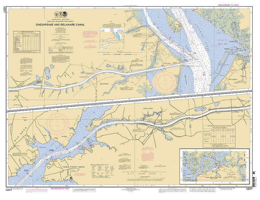 Chesapeake and Delaware Canal. NOAA Chart 12277 Digital Art by Nautical Chartworks