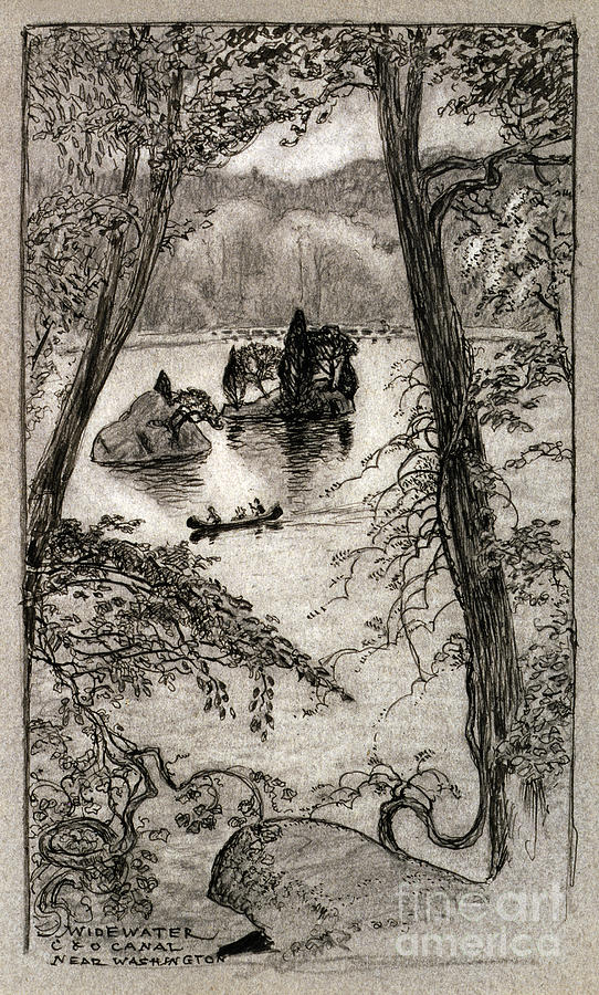 Chesapeake and Ohio Canal, 1918 Drawing by Robert Latou Dickinson