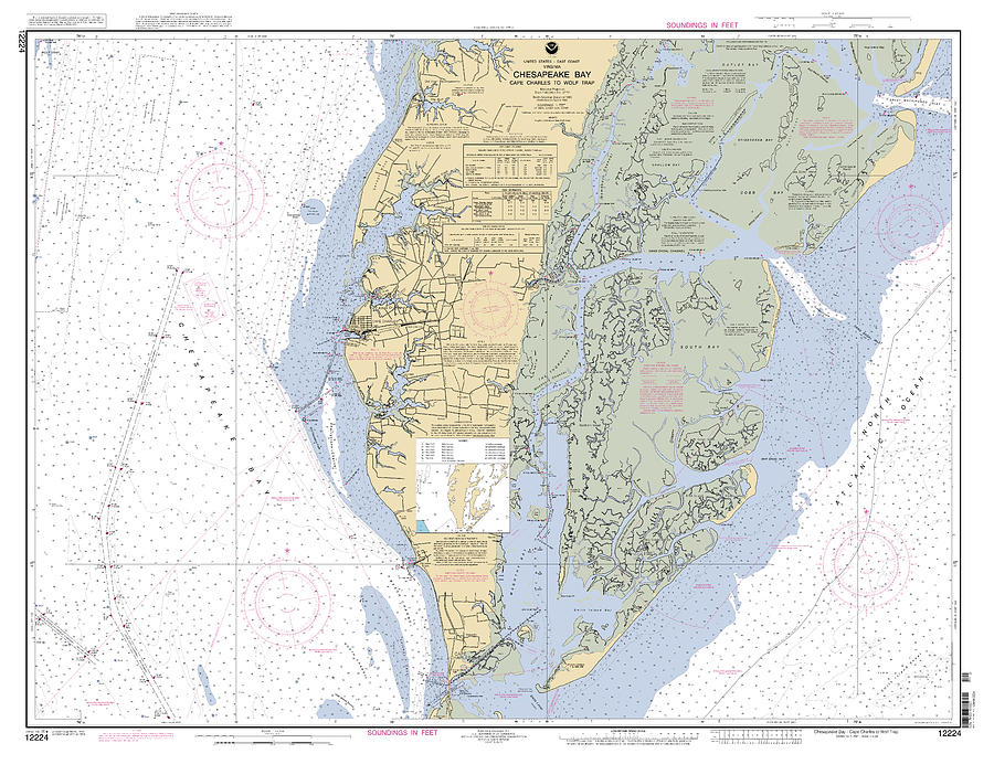 Chesapeake Bay Cape Charles to Wolf Trap, NOAA Chart 12224 Digital Art by Nautical Chartworks
