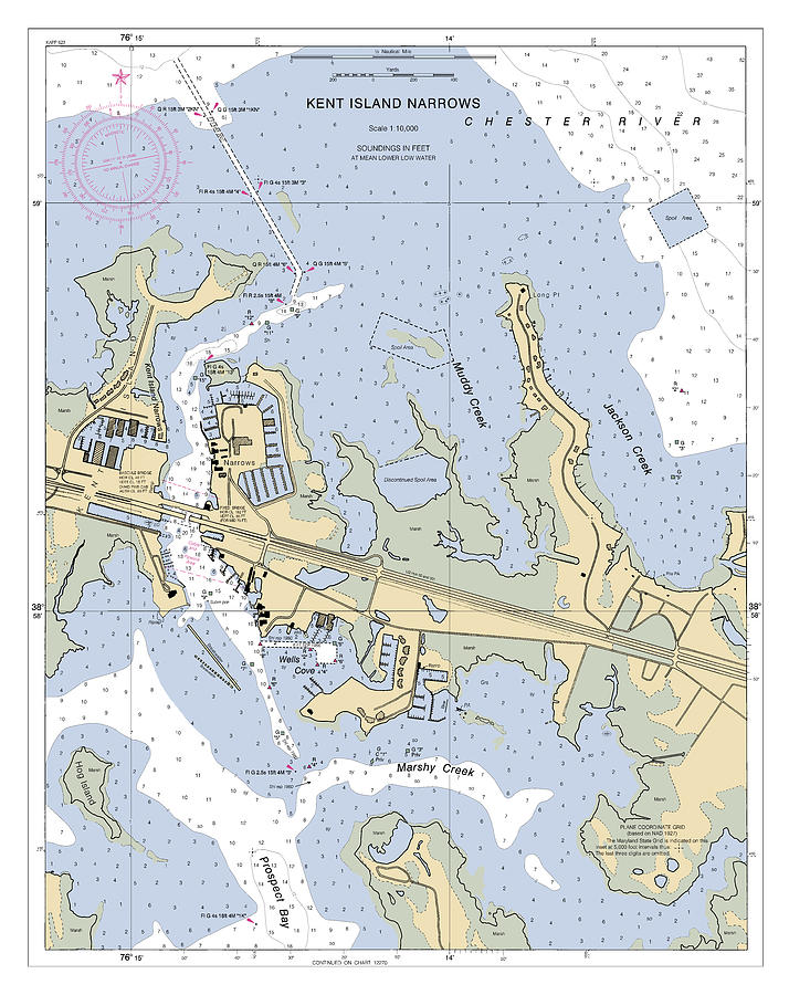 Chesapeake Bay Chester River, Kent Narrows, NOAA Chart 12272_ Digital Art by Nautical Chartworks