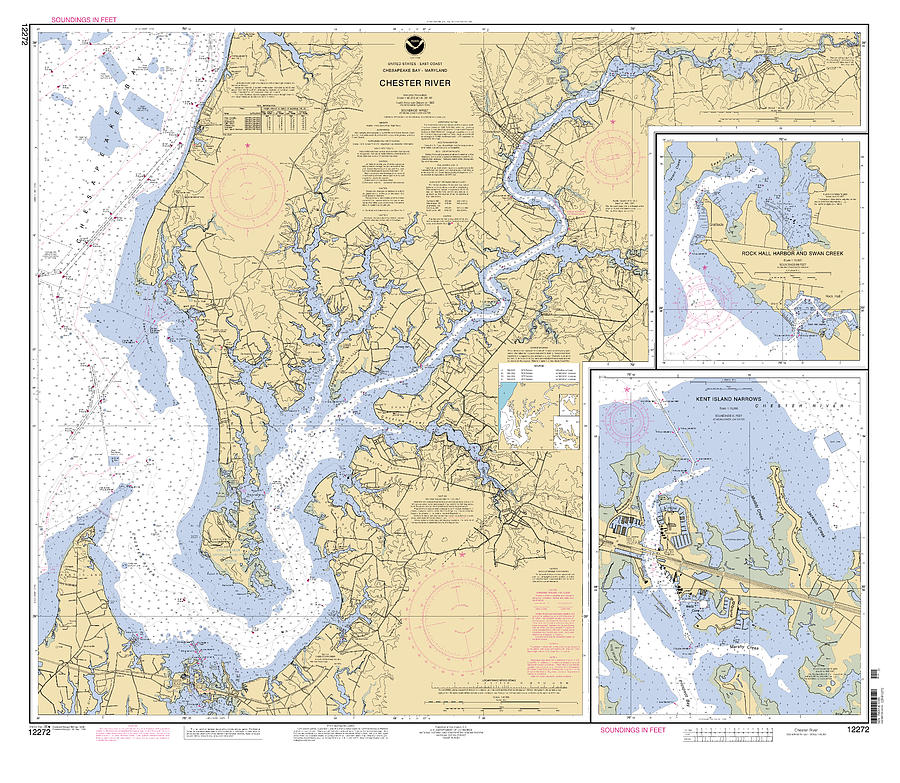 Chesapeake Bay Chester River, NOAA Chart 12272 Digital Art by Nautical Chartworks