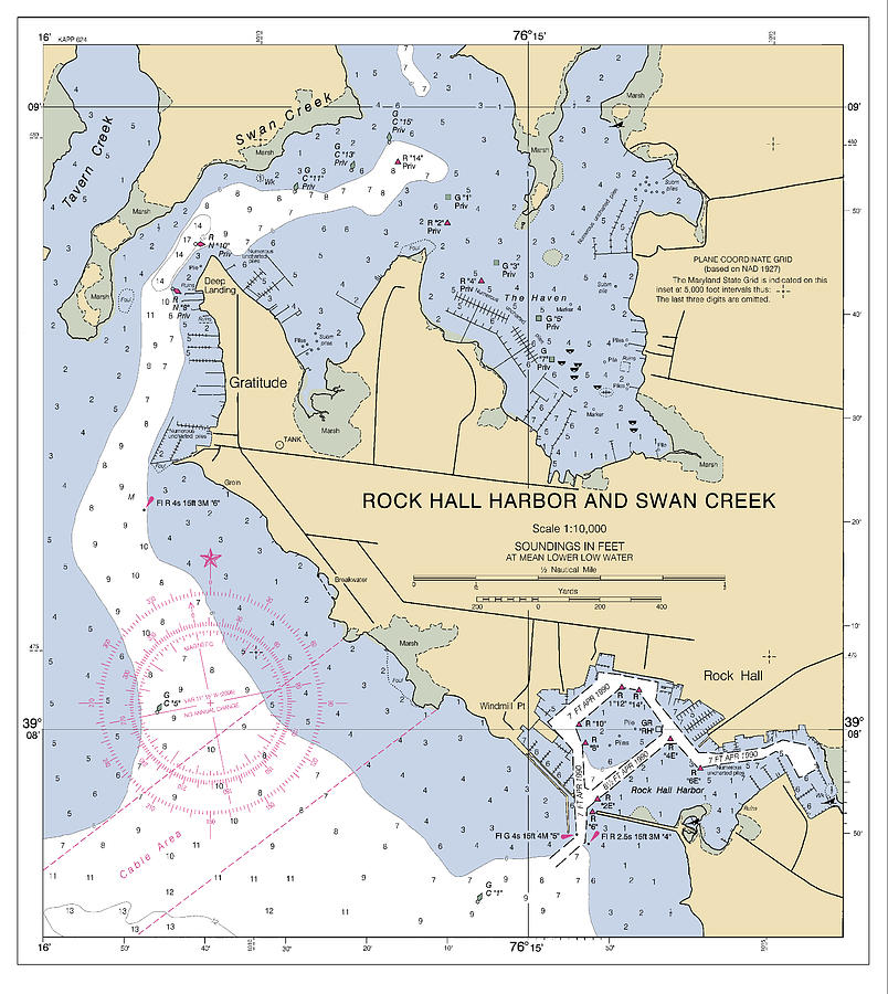 Chesapeake Bay Chester River, Rock Hall Harbor and Swan Creek, NOAA Chart 12272_3 Digital Art by Nautical Chartworks