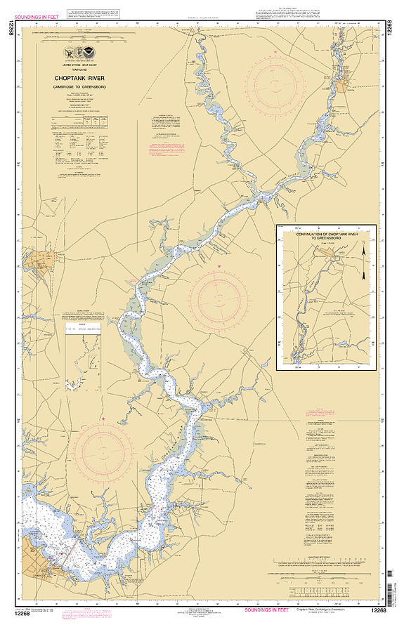 Chesapeake Bay Choptank River Cambridge to Greensboro, NOAA Chart 12268 Digital Art by Nautical Chartworks