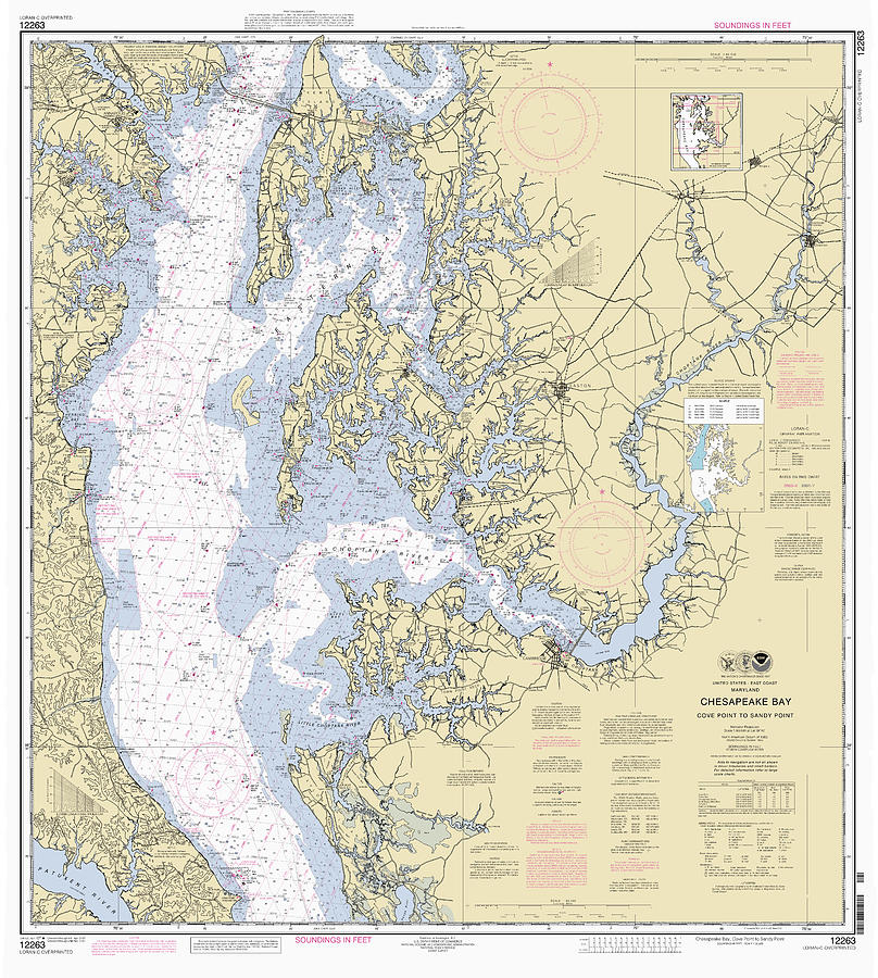 Chesapeake Bay Cove Point to Sandy Point, NOAA Chart 12263 Digital Art by Nautical Chartworks