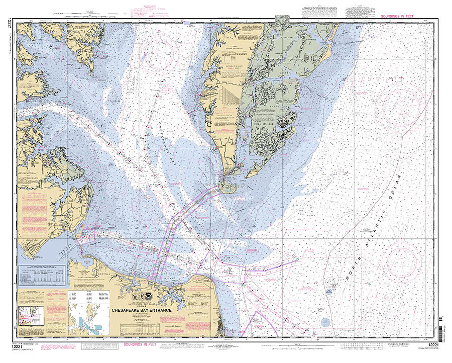 Chesapeake Bay Entrance, NOAA Chart 12221 Digital Art by Nautical