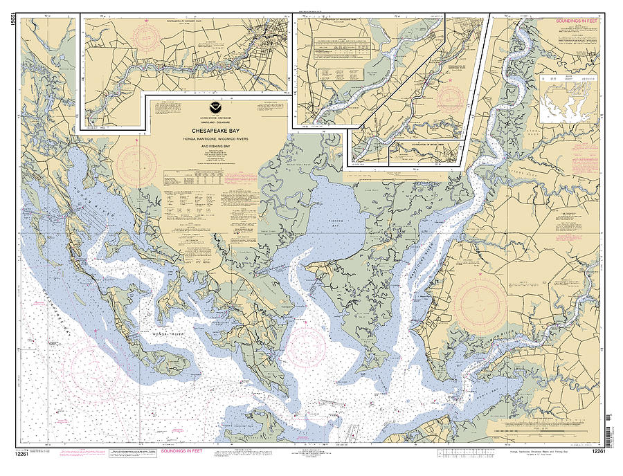 Chesapeake Bay Honga, Nanticoke, Wicomico Rivers and Fishing Bay, NOAA Chart 12261 Digital Art by Nautical Chartworks