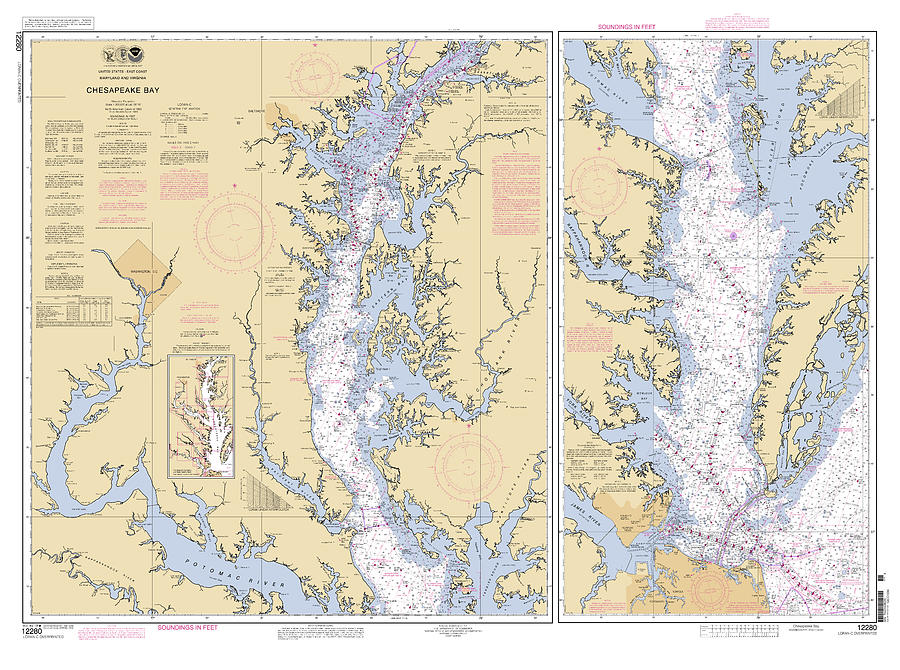 Chesapeake Bay, NOAA Chart 12280 Digital Art by Nautical Chartworks