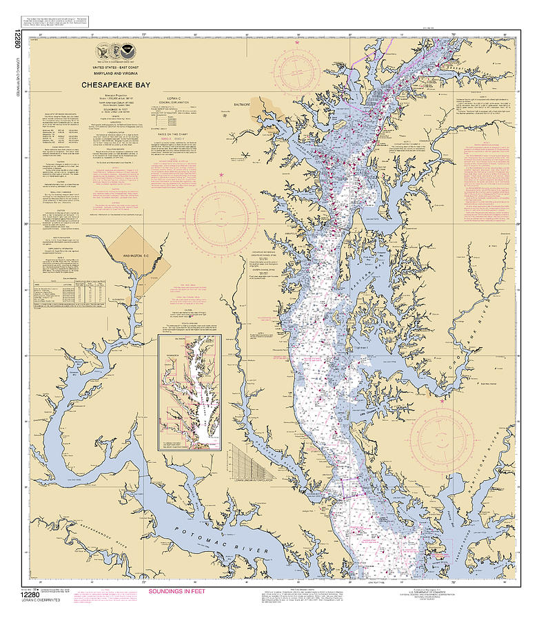 Chesapeake Bay, NOAA Chart 12280_1 Digital Art by Nautical Chartworks