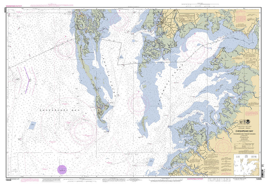 Chesapeake Bay Pokomoke and Tangier Sounds, NOAA Chart 12228 Digital Art by Nautical Chartworks