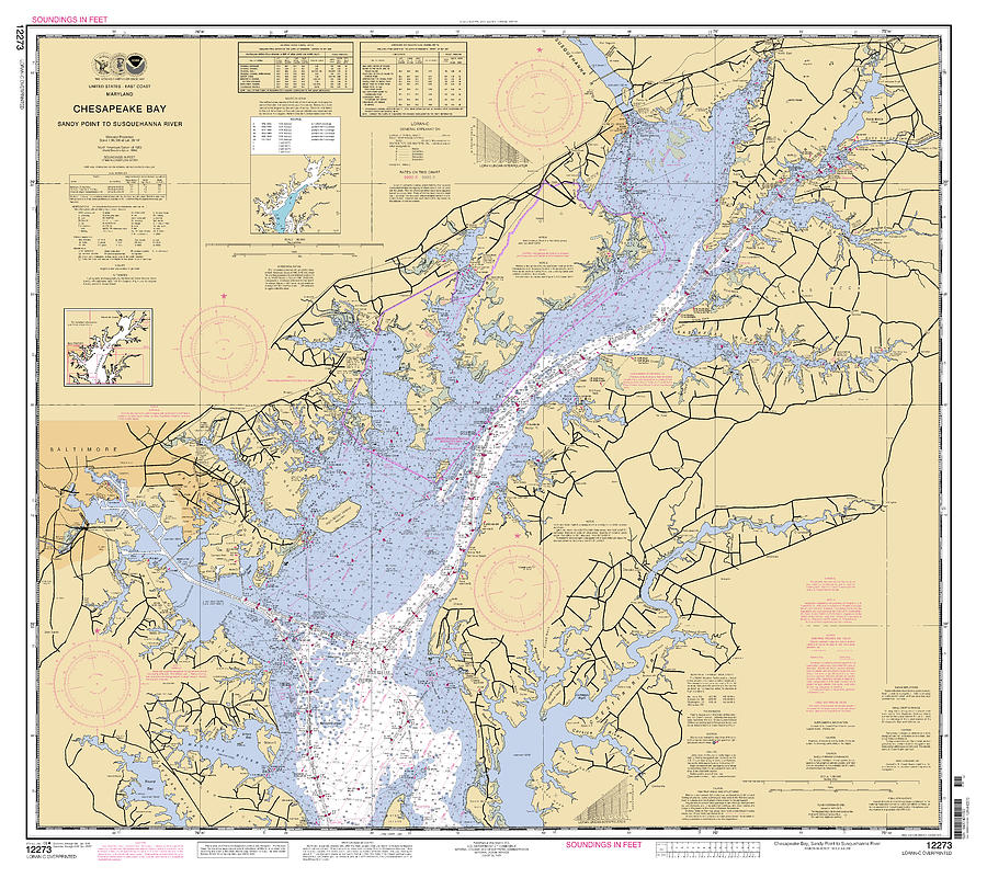 Chesapeake Bay Sandy Point to Susquehanna River, NOAA Chart 12273 Digital Art by Nautical Chartworks