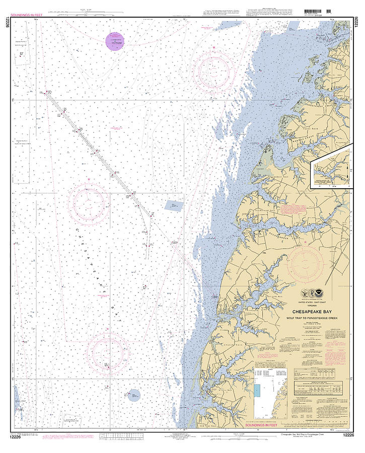 Chesapeake Bay Wolf Trap to Pungoteague Creek, NOAA Chart 12226 Digital Art by Nautical Chartworks