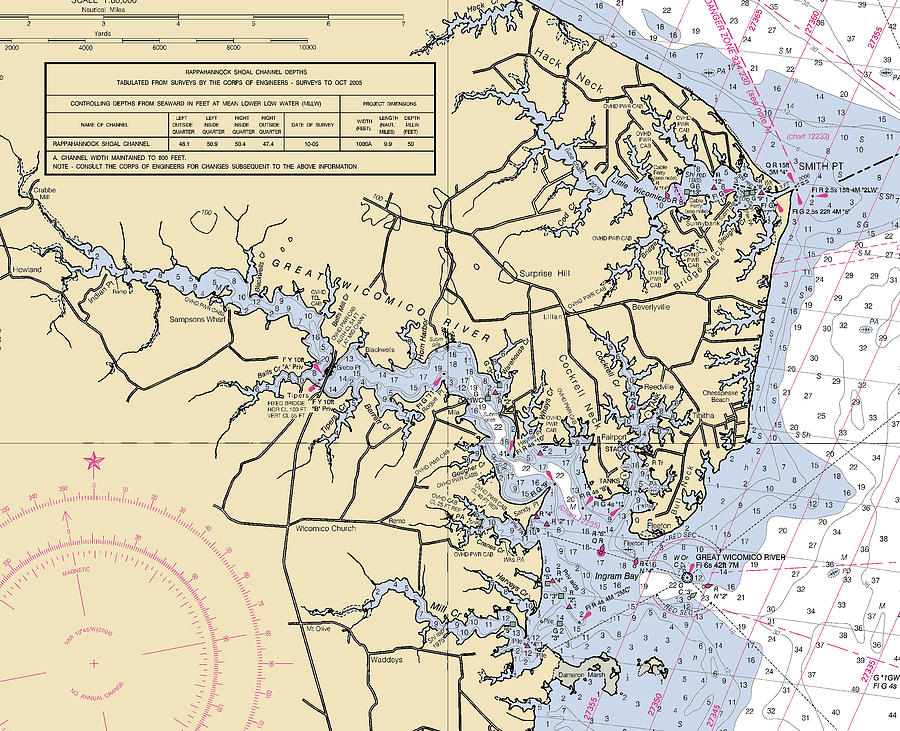 Chesapeake Bay Wolf Trap to Smith Point, NOAA Chart 12225_A Digital Art by Nautical Chartworks
