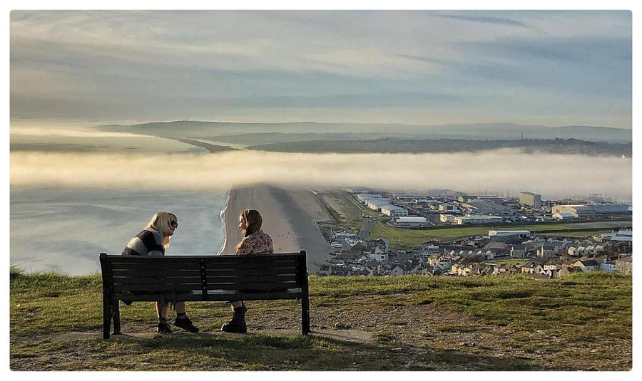 Chesil Bank fog  Photograph by David Matthews