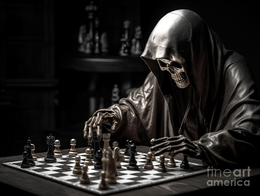 HD wallpaper: black chess set, digital art, Grim Reaper, death