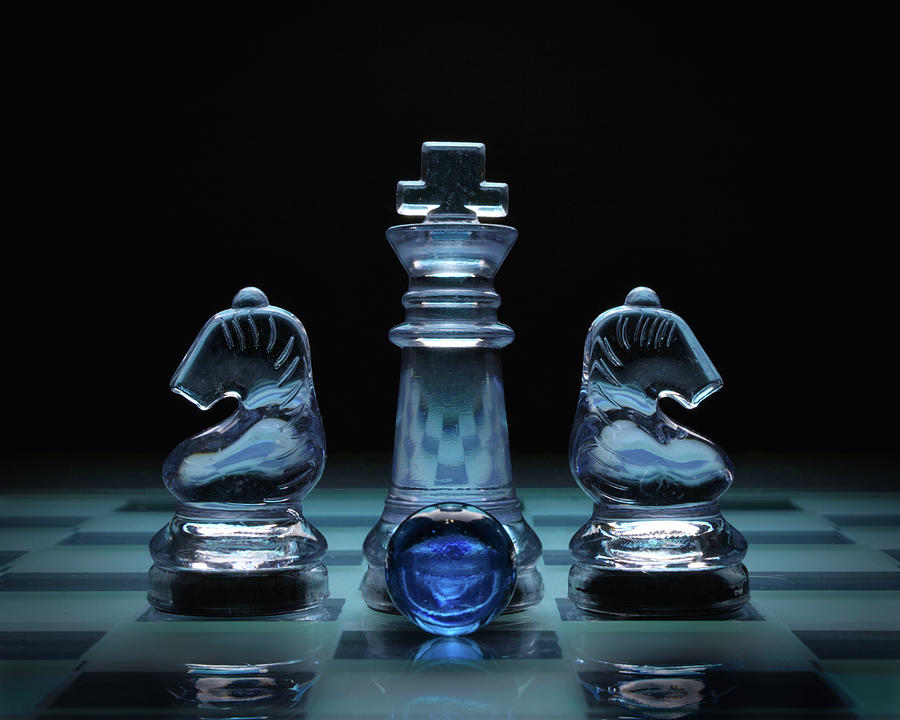 Chess King with Knights - Ice Blue Photograph by John Clapp - Fine Art ...