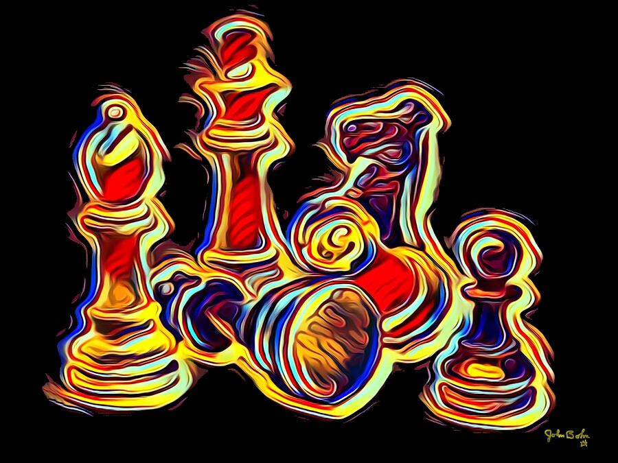Chess Pieces Digital Art by John Bohn