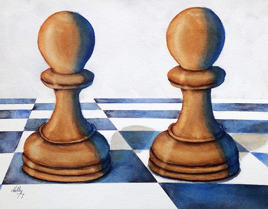 Chess Pieces Painting by Kelly Mills