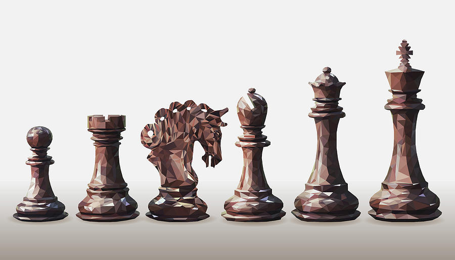 Chess Pieces Triangulation Art Digital Art